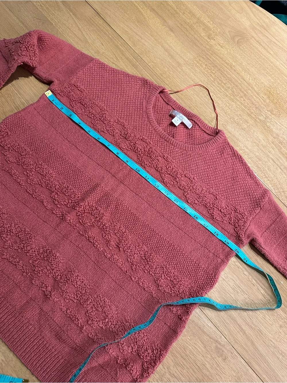 LC Lauren Conrad Medium Orange Textured Crew Neck Sweater